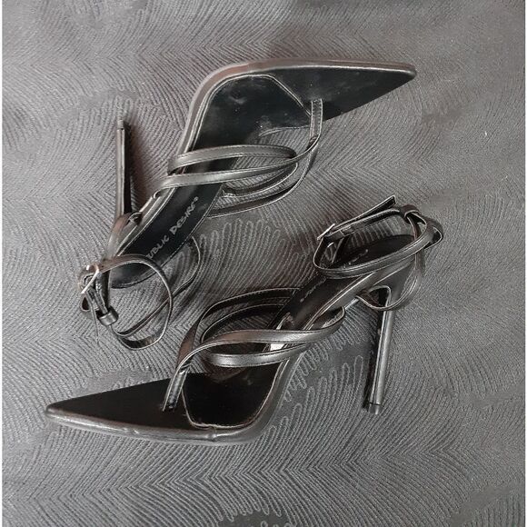 NWT Public Desire Faux Leather Strappy Stilettos - Picture 9 of 15